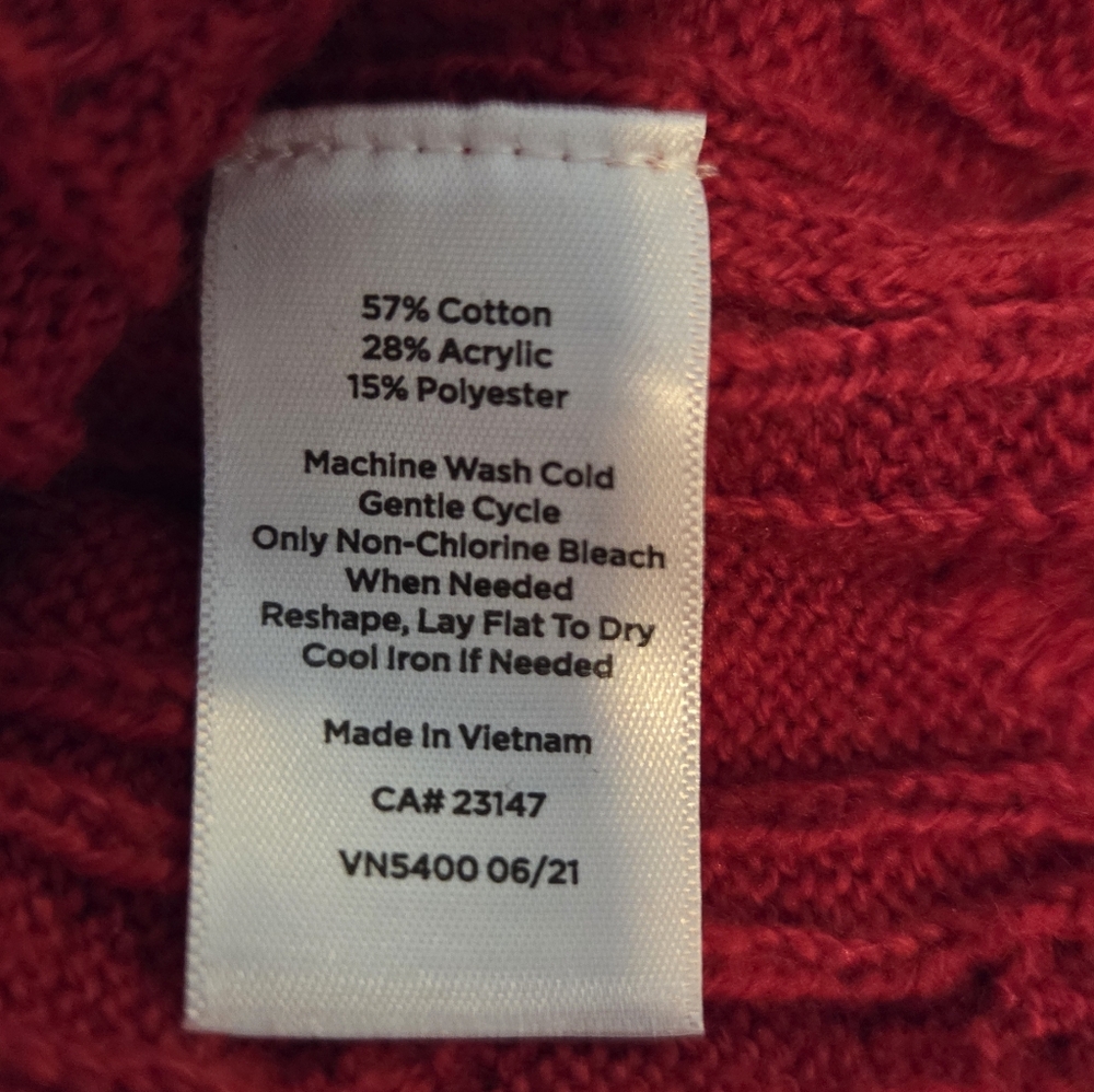 Women's Talbots Red Cable Knit Crewneck Sweater, Size S - Picture 3 of 15